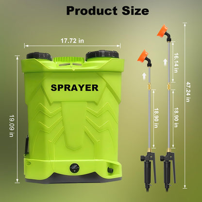 Battery Powered Backpack Sprayer 5.3 Gallon,100 PSI Electric Graden Sprayer Works with 21V 2.6Ah Battery,Weed Sprayer with Telescopic Wand,8 Nozzles,Charger Included for Lawn,Garden,Farm,Disinfection