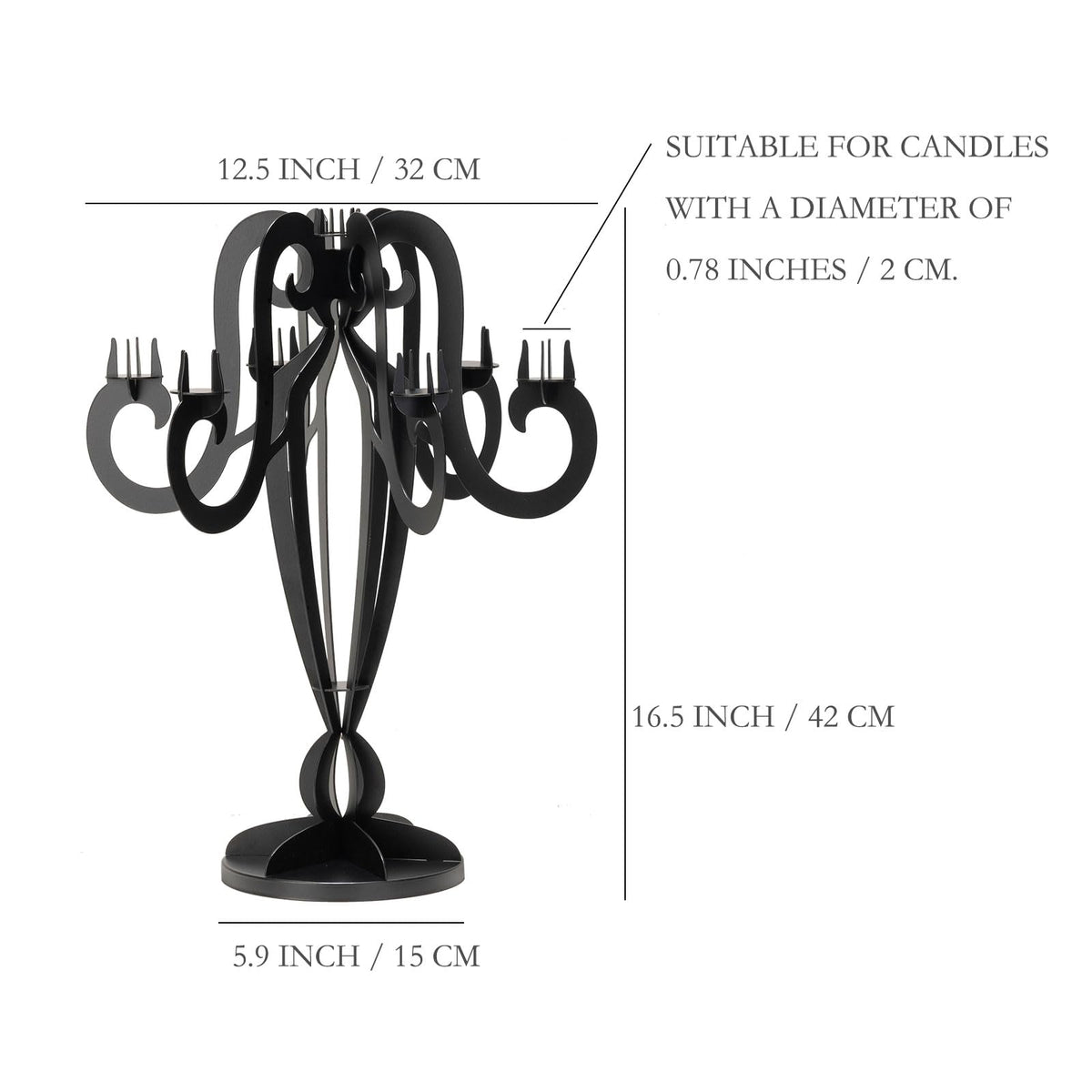 AIM & GGKK 7 Arm Black Metal Candelabra Candle Holders – Elegant Taper Candle Holders, Classic Candlestick Holder, Decorative Candelabra Centerpiece for Table & Home Decor