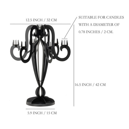 AIM & GGKK 7 Arm Black Metal Candelabra Candle Holders – Elegant Taper Candle Holders, Classic Candlestick Holder, Decorative Candelabra Centerpiece for Table & Home Decor