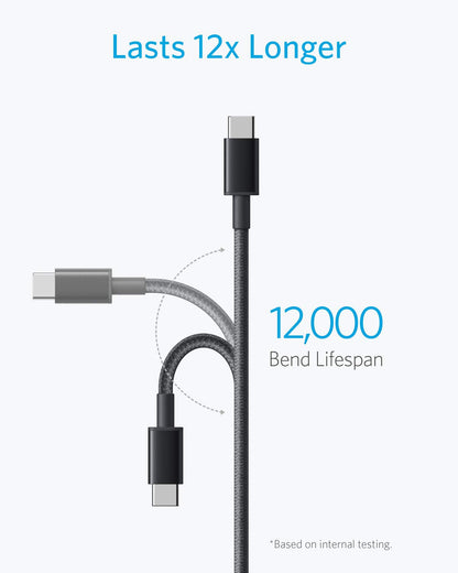 Anker USB Type C Cable, [2-Pack, 6 ft] Premium Nylon USB-A to USB-C Fast Charging Type C Cable, for Galaxy S10 / Note 8, LG V20 and Other USB C Charger
