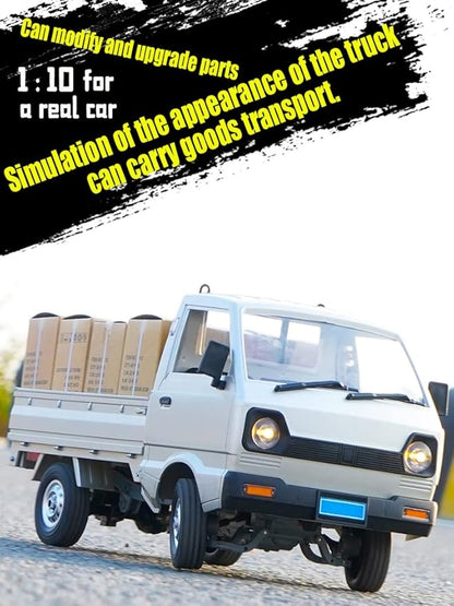 The perseids Kei Truck 2.4Ghz RTR Off-Road Vehicle Remote Control Retro Pickup Truck with Lights 1:10 RC Crawler Car Silver