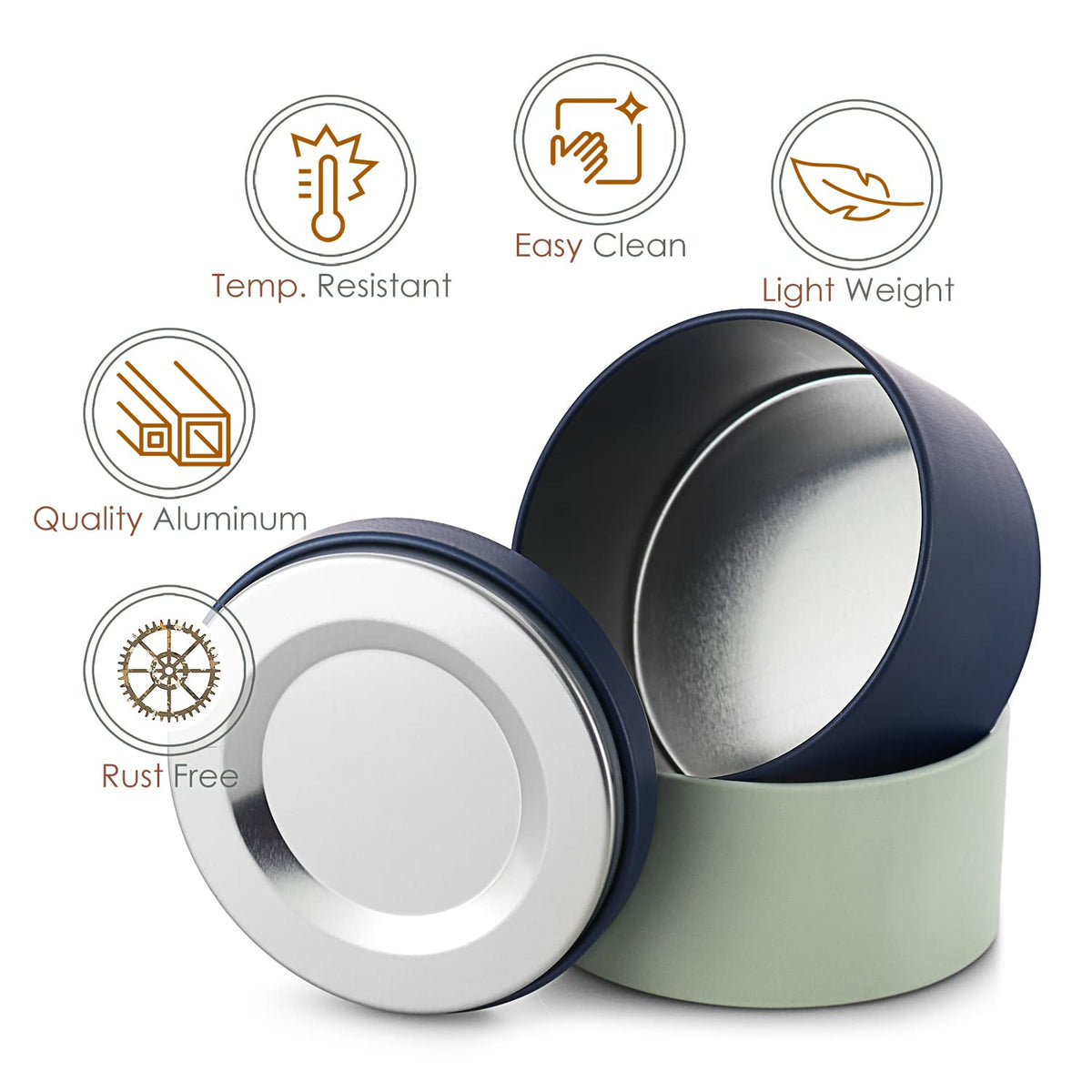 Hearth & Harbor Tin Candle Jars for Making Candles - DIY Candle Containers with Lids - Metal Candle Jars - Bulk Tins Storage for Candle - (24 Pieces) - (8 Ounces) - Solid Navy and Sage