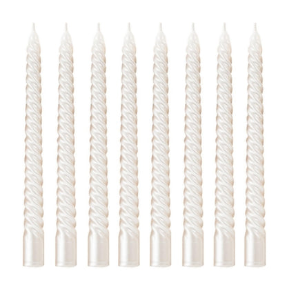 Kemladio 8 pcs 10 inch Taper Candles,Burning Unscented Tapered 7.5 hrs,Fancy Dinner,Tall Candle Sticks, Halloween Party Decorations (8pcs, White)
