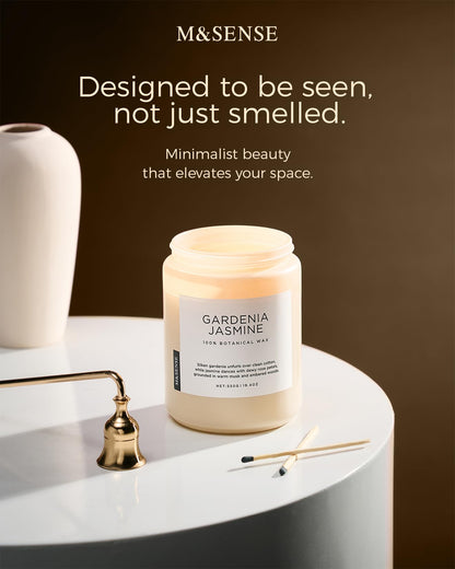 M&SENSE Large Gardenia Jasmine Scented Candles, 19.4oz Natural Soy Wax, 110 Hours Long Lasting Slow Burning, Non Toxic Clean Burn, Spring Floral Scent Aromatherapy Candle for Her