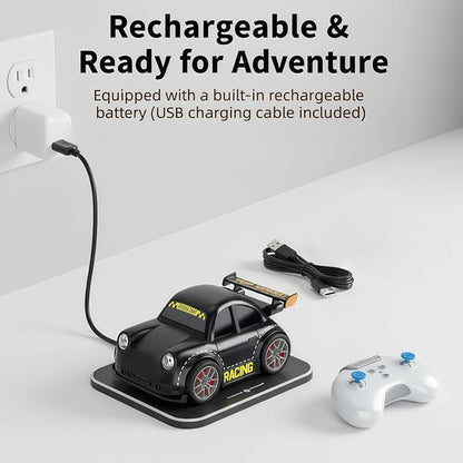 3-in-1 Smart RC Car with Follow &amp Escape Modes 360° Stunt Drift Voice/Light Effects and Pet Play Mode 4WD Remote Control Car Toy for Kids and Cat Dogs (White)