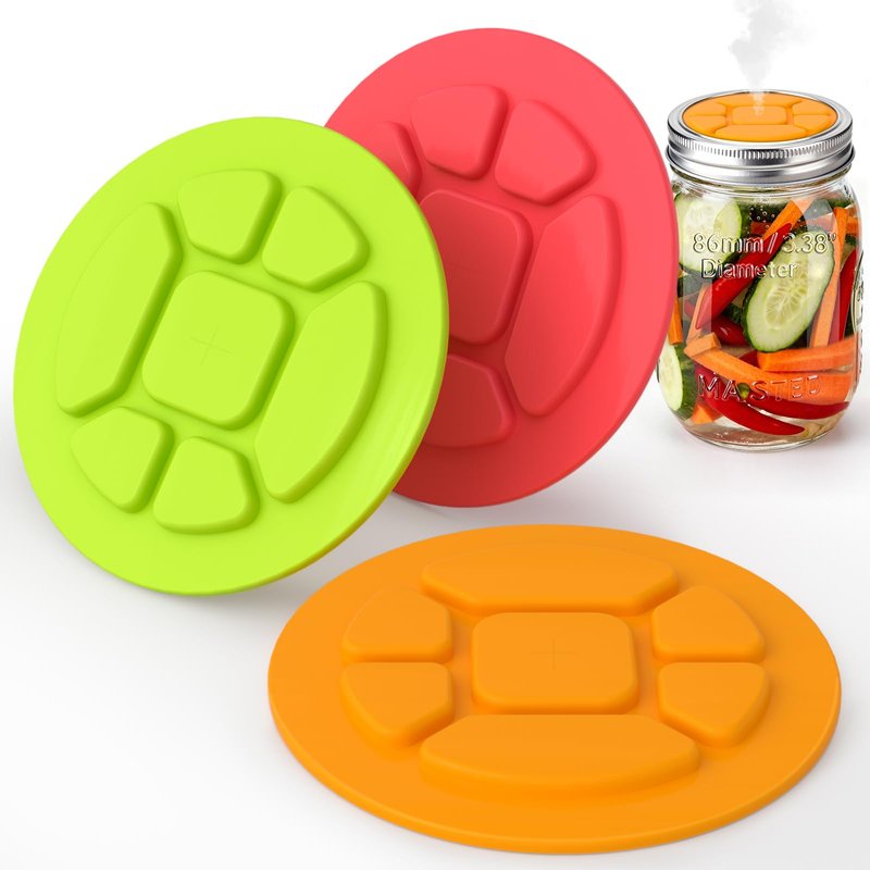 Garden to Jar Fermenting: 3-Pack Wide Mouth Fermentation Lids (86mm) for Ball & Kerr Mason Jars | Self-Burping Airlock Lids for Sauerkraut, Kimchi & Preserving Harvests