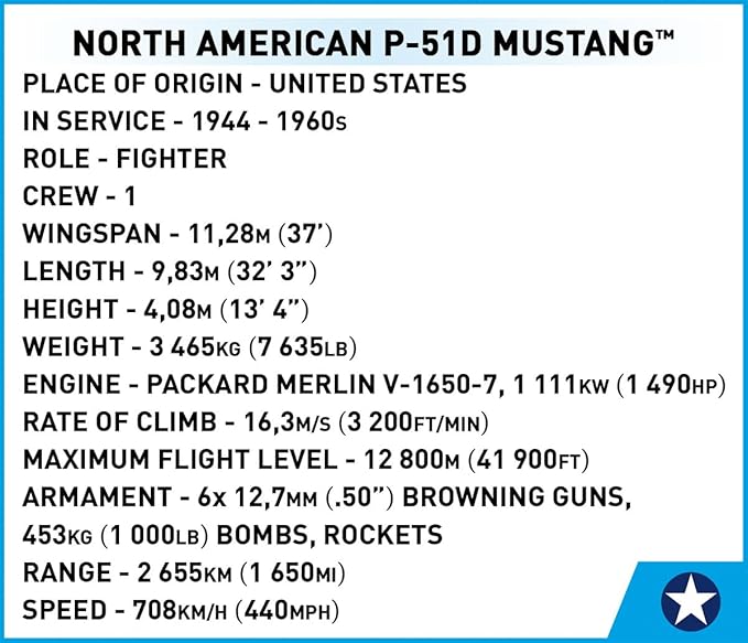 COBI Historical Collection North American P-51D Mustang Aircraft Building Set 150 Pieces