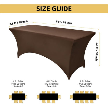 ZarzaaSik 2-Pack 8ft Spandex Table Covers for Rectangle Folding Tables - Washable Elastic Tablecloth - Ultimate Fitted Table Protector for Birthday Parties, Trade Shows, Banquet