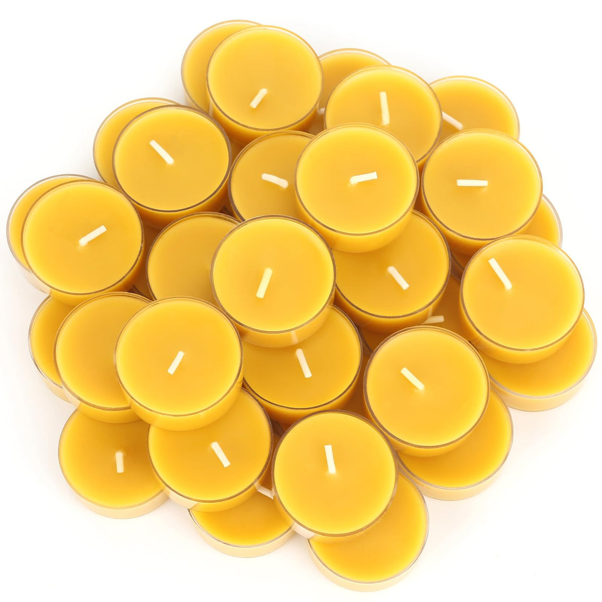 Capaniel 36 Packs Beeswax Tealight Candles- 4 Hour Burn Time Beeswax Candles Burn Evenly and Clean Bees Wax Candles Bulk Smokeless Beeswax Tea Lights for Relaxing Air Purification