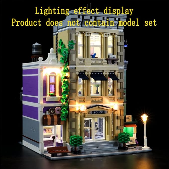 LED Light Kit Compatible with Lego Police Station - Lighting Set for Creator 10278 Building Model (Model Set Not Included)