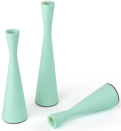 Vixdonos Taper Candle Holders Metal Candlestick Holders Set of 3 Table Mantel Decorative Candle Stand for Dinning,Party，Wedding,Home Decor(Light Green)