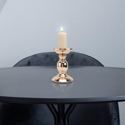 LOORGVEL Classic Design Chic Metal Candlestick Holder 16cm Gold Decorative Candleholder for Tabletop Party and Romantic Dinner Ambient Lighting