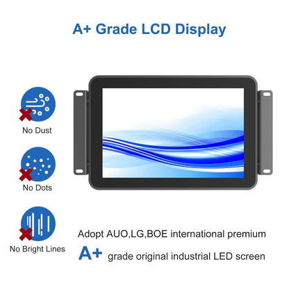 GreenTouch 10.1 Inch Open Frame Touchscreen Android All in one LCD Monitor PC - Industrial Touch Display - Built-in Speakers, WiFi & BT, RK3566 RAM 4G & ROM 32G - Front IK08/IP65