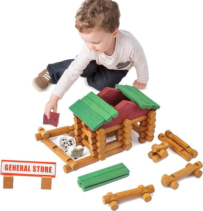 Joqutoys 170 PCS Classic Building Log Toys Wood Logs Set Set for Boy Creative Construction Educational Gift for Kids Ages 3+