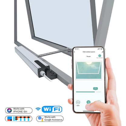 Olideauto Intelligent Smart AC Motor Automatic Window Opener with Wired US Standard WiFi Push Panel Phone App Control,Compatible for Alexa&Google Assistance Aluminum Alloy