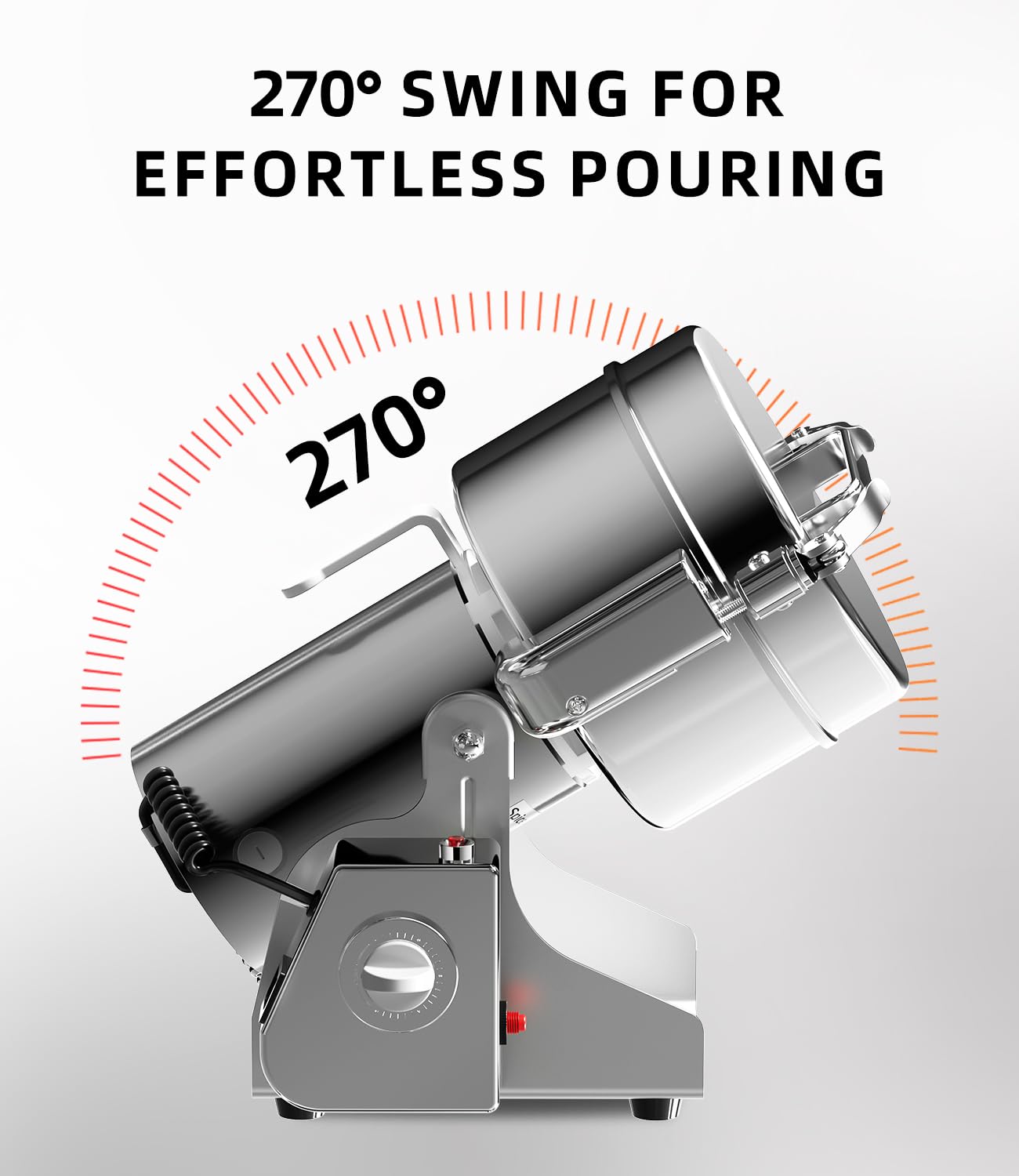 Electric Grain Mill 1000g, Flour Grinder Mill Stainless Steel for Home, Counter Grain Grinder for Wheat, Rice, Wheat Berry, Corn, Herbs, Spices