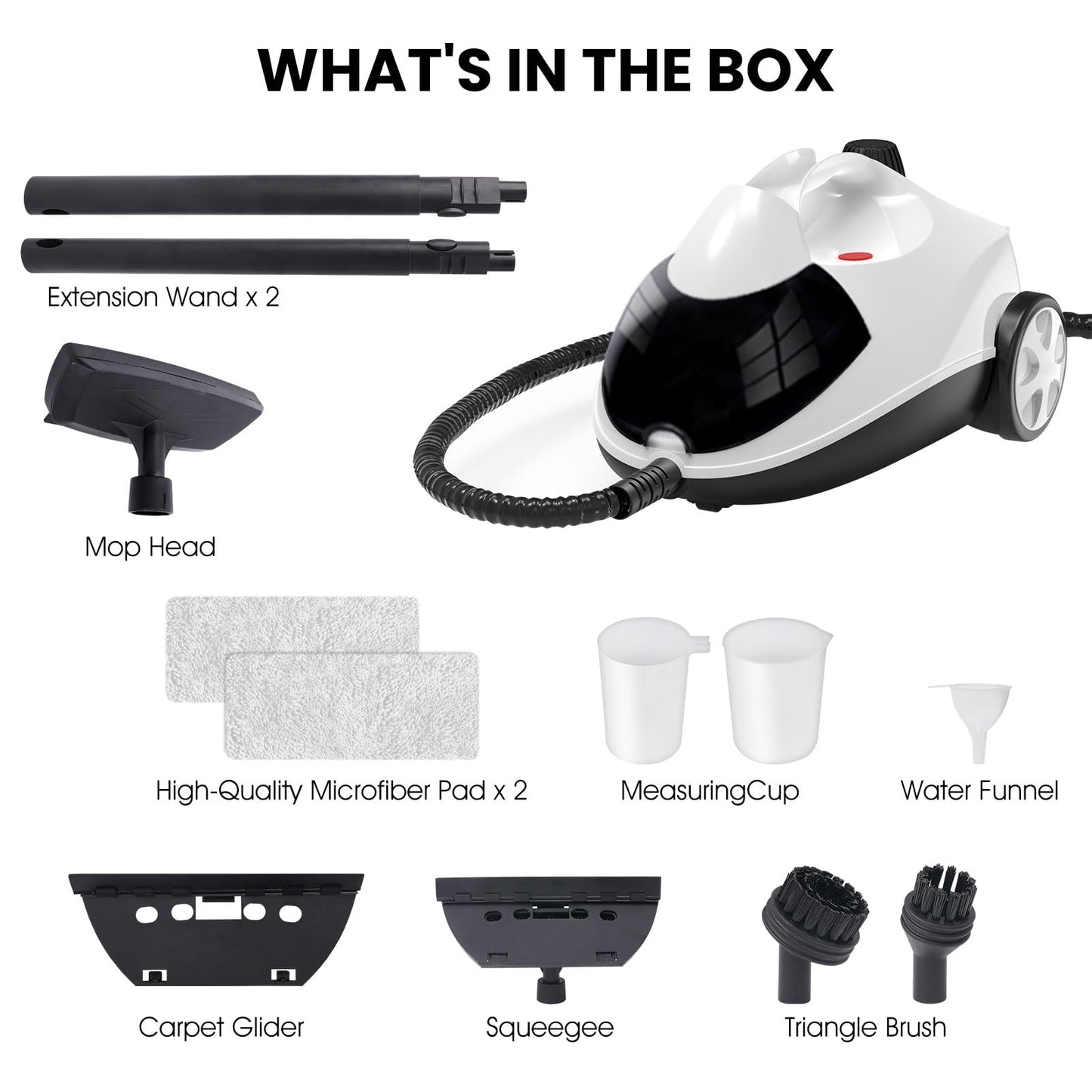Steam Cleaner 1.5L Steamer for Cleaning Fast Heating 6-in-1 Multi-Surface with 8 Accessories UL499 Certified Heavy Duty Steam Cleaner for Home, Car, Floors, Sofas, Tiles, Grout Steam Cleaners
