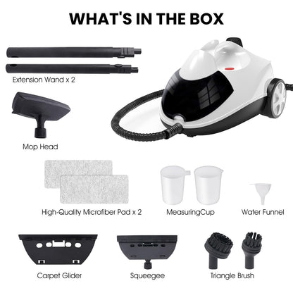 Steam Cleaner 1.5L Steamer for Cleaning Fast Heating 6-in-1 Multi-Surface with 8 Accessories UL499 Certified Heavy Duty Steam Cleaner for Home, Car, Floors, Sofas, Tiles, Grout Steam Cleaners