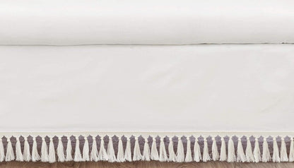 Sweet Jojo Designs Boho Desert Sun Girl or Boy Baby Nursery Crib Bed Skirt Dust Ruffle - Ivory Beige Off White Cream Bohemian Minimalist Tassels Fringe Macrame Cotton Neutral