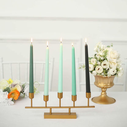 Tableclothsfactory 10" Tall Premium Quality Dripless Unscented Mixed Green Taper Candles Wedding Dinner Candles for Wedding Decoration Set of 12