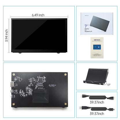 HMTECH 7 Inch Raspberry Pi Screen 800x480 HDMI Portable Monitor IPS LCD Screen Display for Raspberry Pi 5/4/3/2/Zero/B/B+ Win11/10/8/7 (Non-Touch)