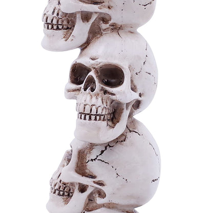 Etistta Halloween Skull Candle Holder for Fireplace Decorations, 9.5 Inch Tall Polyresin Candlestick Holders, White Bones Black Candlesticks for Decor, Set of 2