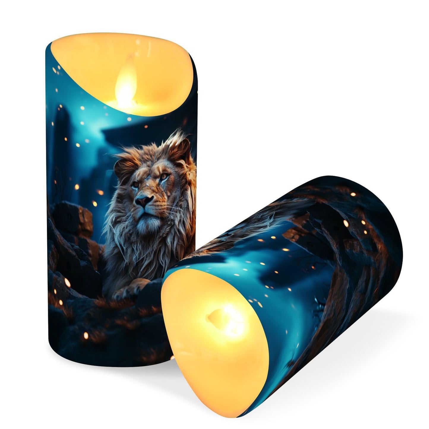 ALAZA Lion in The Night Flameless Candles with Remote Timer,LED Flickering Battery Operated Electric Pillar Tea Light Candles for Wedding Table Christmas Decorations 3" x5.9"