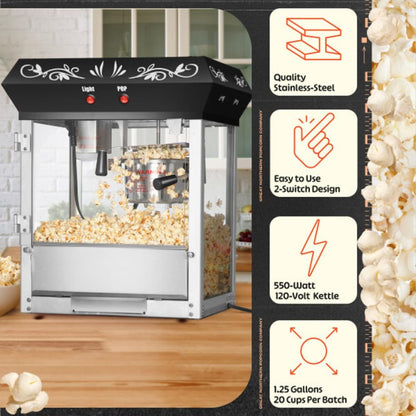 Popcorn Machine - 4oz Popper with Stainless-steel Kettle, Heated Warming Light, and Old Maids Drawer by Great Northern Popcorn (Red)