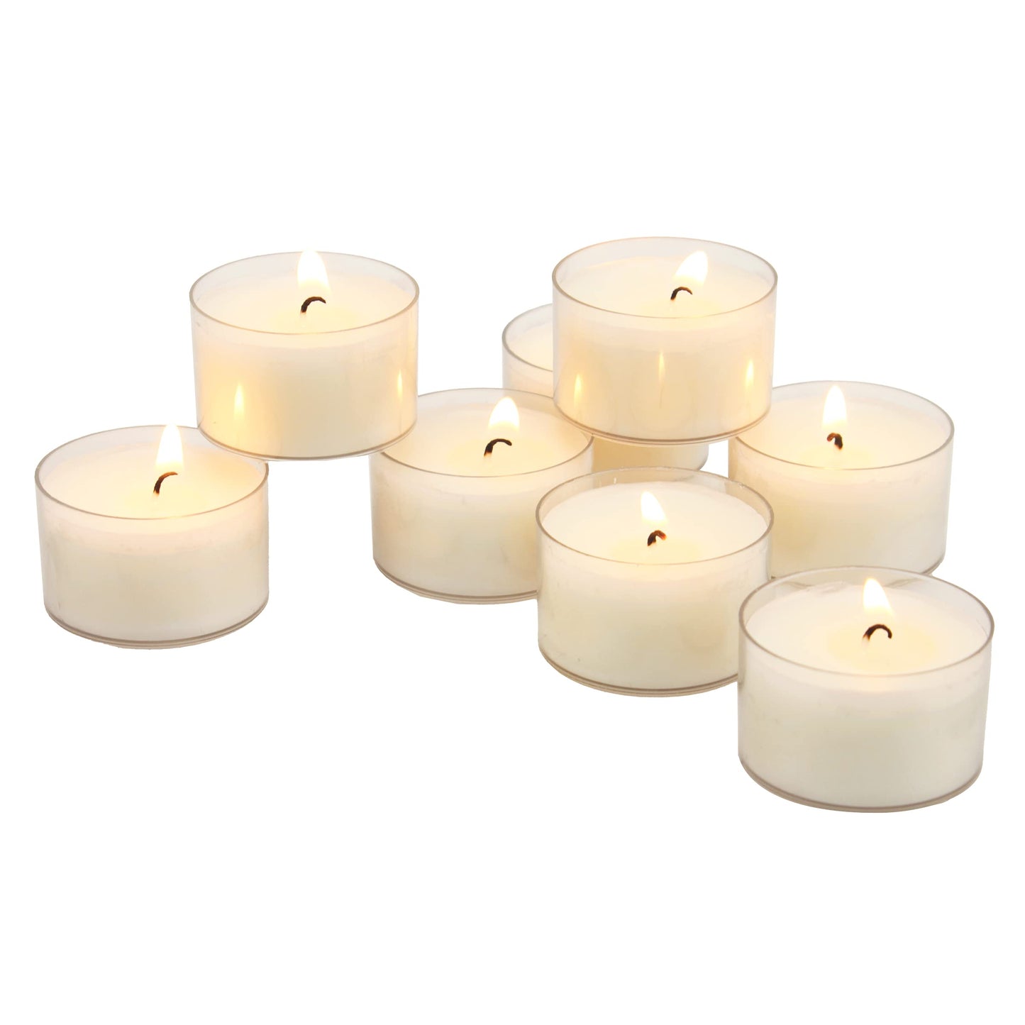 Stonebriar 35 Hour 3x4 Unscented Ivory Pillar Candles + 96 Pack Unscented Smokeless Clear Cup Tea Light Candles