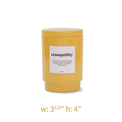 AromaLight 8.5oz with Lid Glass Jar Candle in Yellow – Tonka Bean & Amber Scent, Tranquility Collection, Soy Wax Mini Jar