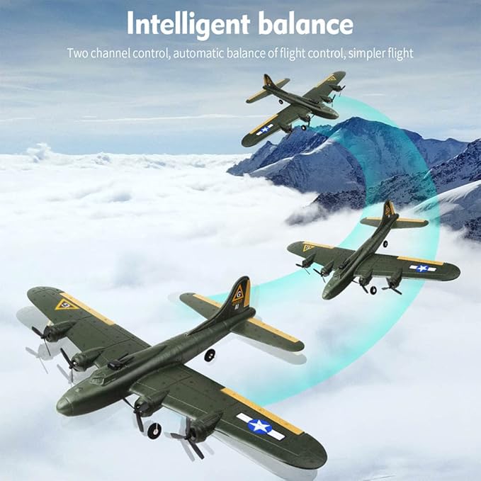 GoolRC B-17 RC Plane 2 Channel RC Airplane 2.4GHz Remote Control Airplane Ready to Fly EPP Foam Glider Fixed Wing RC Aircraft Flight Toys for Beginners and Adults