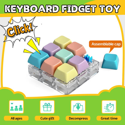 Fidget Toys Set for Adults, Sensory Pack with Fidget Spinner, Robot Spinner, Fidget Cube, Keyboard Clicker Toy, Fidget Pad, Stress Relief Desk Gadget for Office, Birthday Gift Set