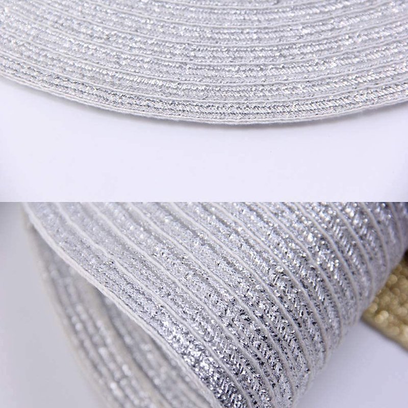 SHACOS Christmas Glitter Silver Placemats Set of 8 Sparkle Bling 15 inch Round Braided Table Mats Washable Place Mats for Dining Table Home Table Decor (Silver, 8)