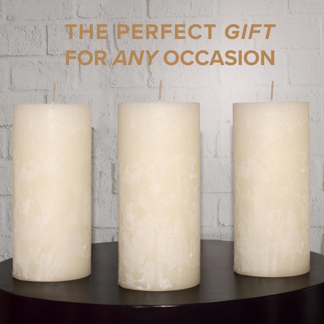 Simply Soson Warm Vanilla Scented Candle Set - 3x6 Ivory Pillar Candles for Home, Aromatherapy, Women, Fall