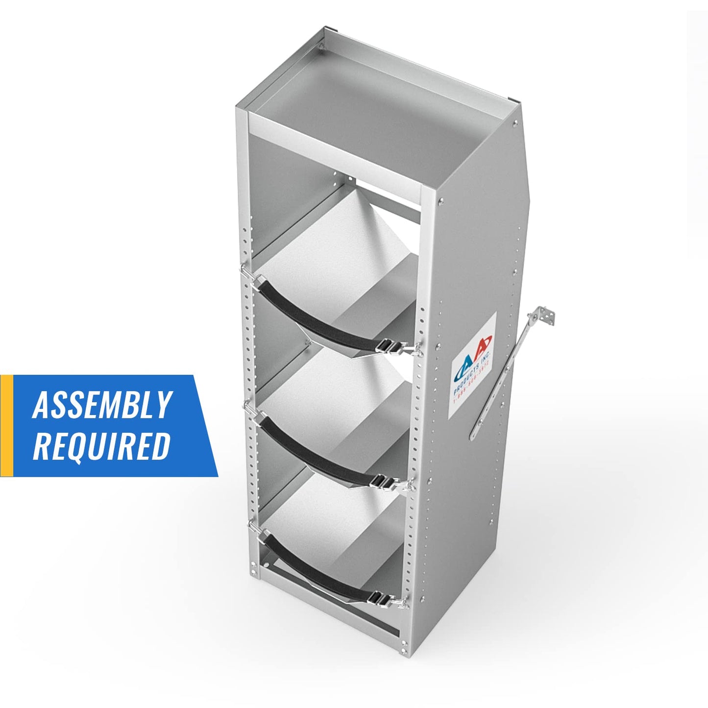 AA Products Inc. TR-3-46 Refrigerant Tank Rack Steel Freon Tank Holder Rack Shelving Storage with Top Shelf for Cargo Van, 46" H x 14.7" W x 13" D