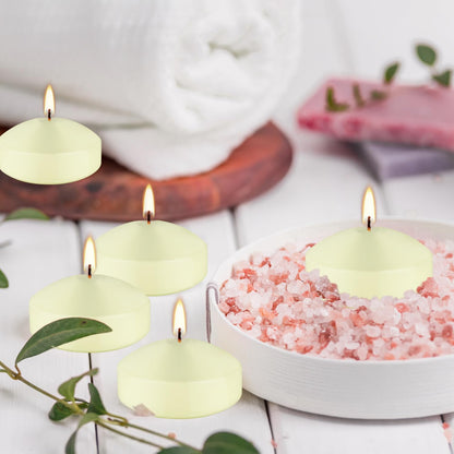 12 Pcs 3 - inch Floating Candles, Smokeless and Odourless, Burns for 8-10 Hours, Ivory, Suitable for Festivals, Weddings, Holidays, Home Decoration.