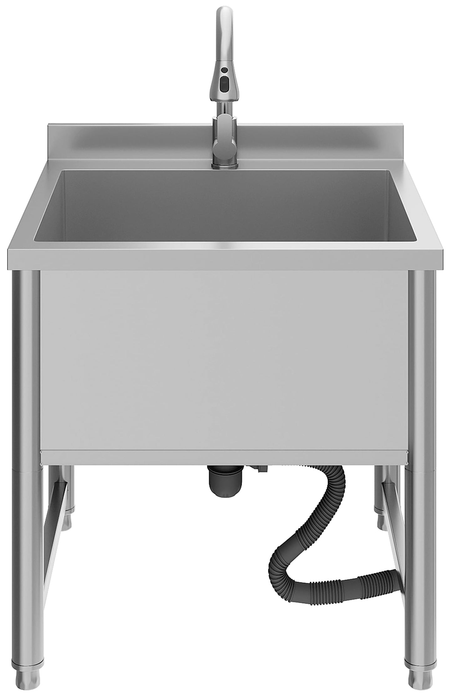 Stainless Steel Commercial Restaurant Sink, Freestanding Large Commercial Sink with Pull-out Faucet for Kitchen Dishwashing, Thawing, Pet Cleaning, Laundry Room, 23.6"D x 21.6"W x 36.8"H