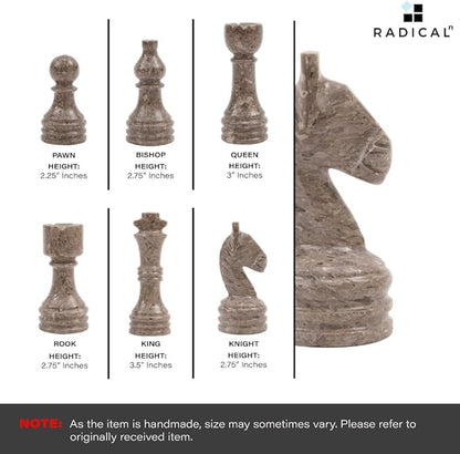 Radicaln Marble Chess Set 15 Inches Handmade White and Grey Oceanic Classic Board Games for Adults Luxury Marble Chess Board &amp Chess Pieces