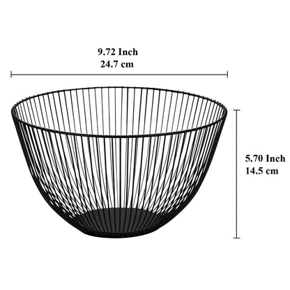 HOMQUEN Fruit Basket, Fruit Bowl, Metal Wire Fruit Basket for kitchen, Fruit Bowl for Kitchen Counter, Basket for Fruits, Vegetables, Breads, Snacks, Kitchen Gadgets (Round Tall, Black)
