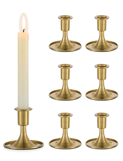 Romadedi Gold Candlestick Candle Holders - Brass Taper Holders Candle Stick for Wedding Table Centerpiece Festive Christmas Mantel Decoration Home Decor, Set of 6