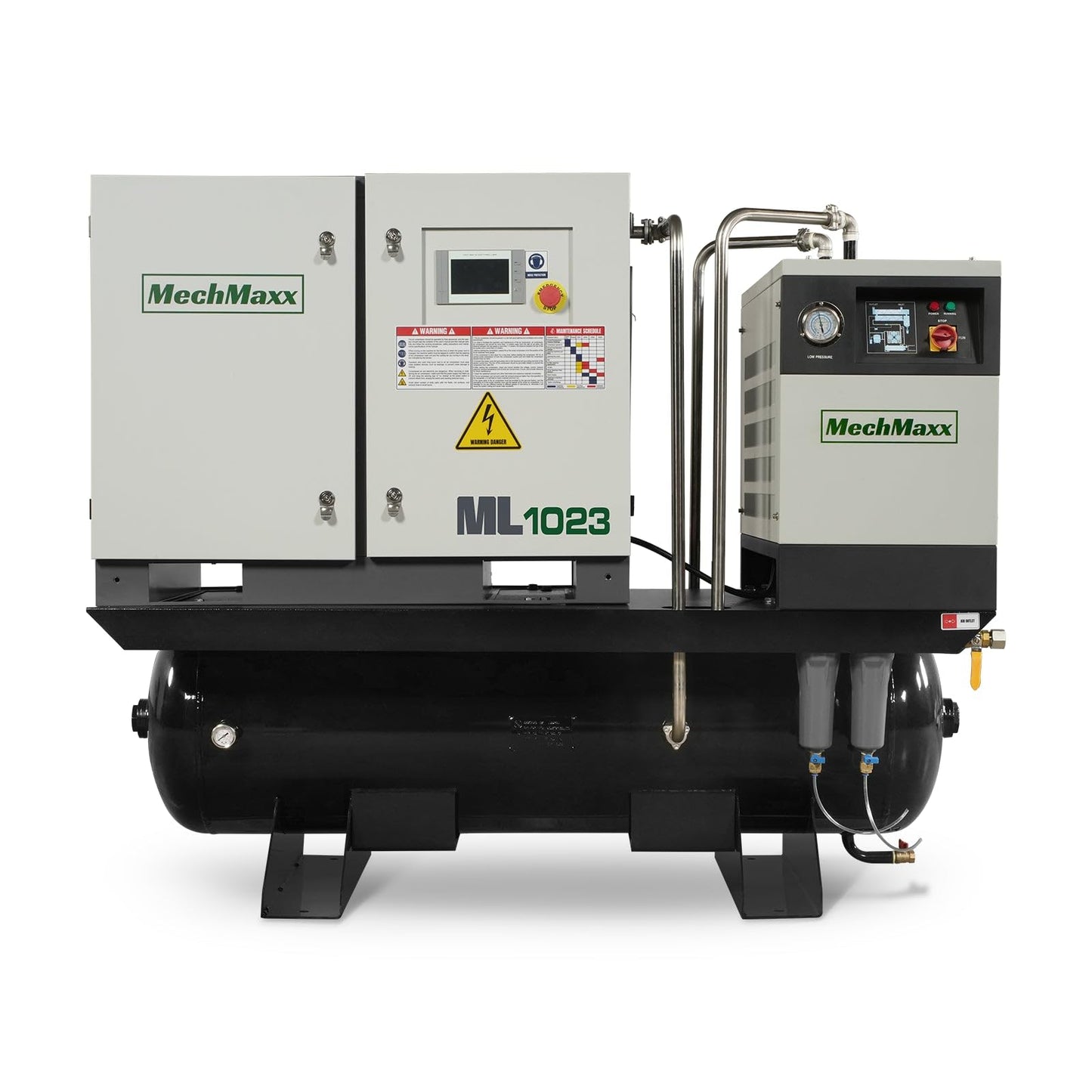 10HP Combined Rotary Screw Air Compressor with Dryer & 66-Gal ASME Tank | 32 CFM, 116 PSI, 230V 3-Phase – Industrial Grade,Model ML1023