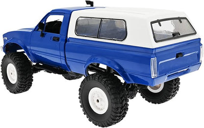 WPL C24 1/16 RC Rock Crawler 4x4 Truck with 3 Upgraded 1200mah Battery 2.4GHz Remote Control Off-Road Pick-up RTR for Men (Blue)