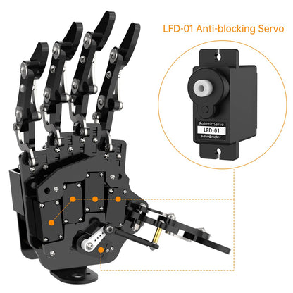 Robot Hand Five Fingers Solely Movement Bionic Robot Mechanical Arm DIY, Left Hand