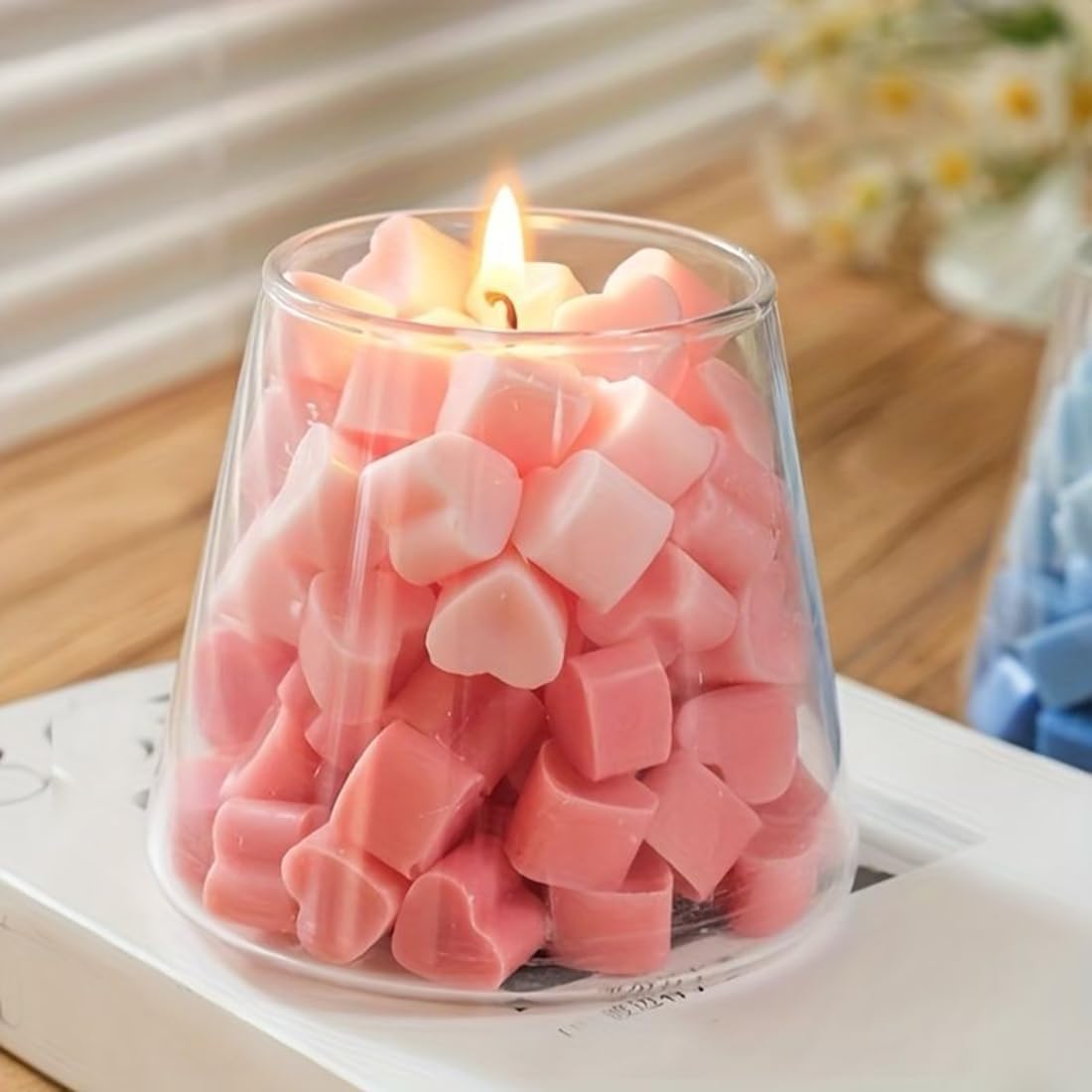 Aesthetic Scented Candle,Handmade Soy Wax Aroma in Glass Decorative Candle for Valentine's Day Wedding Gift (Red)