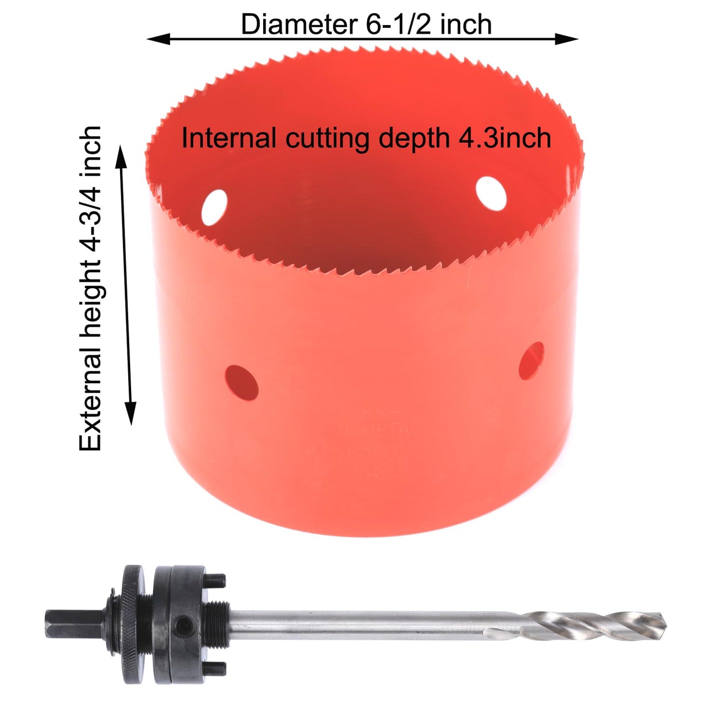 JIECHENG 4-1/4 Inch Deep Hole Saw 6-1/2 Inch Diameter for Cutting Thick Wood, Profiles, Closed Profiles, and Large Corrugated Pipes