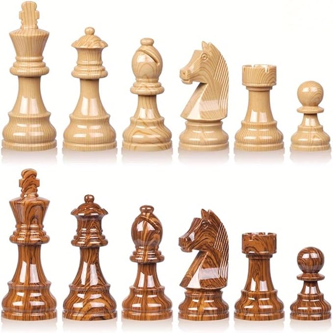 20 Extra Large Folding Chess Set - Walnut Wood Board &amp Weighted PVC Pieces - Portable Tournament Game for Adults Travel Gifts (Perfect for Beginners &amp Adults)