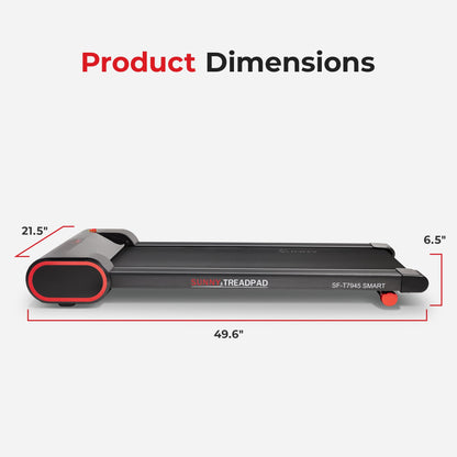 Sunny Health & Fitness Smart Slim Under Desk Walking Treadpad with Remote Control, LCD Display, Improved Safety, Energy-Efficient Design, and Exclusive SunnyFit App - SF-T7945SMART