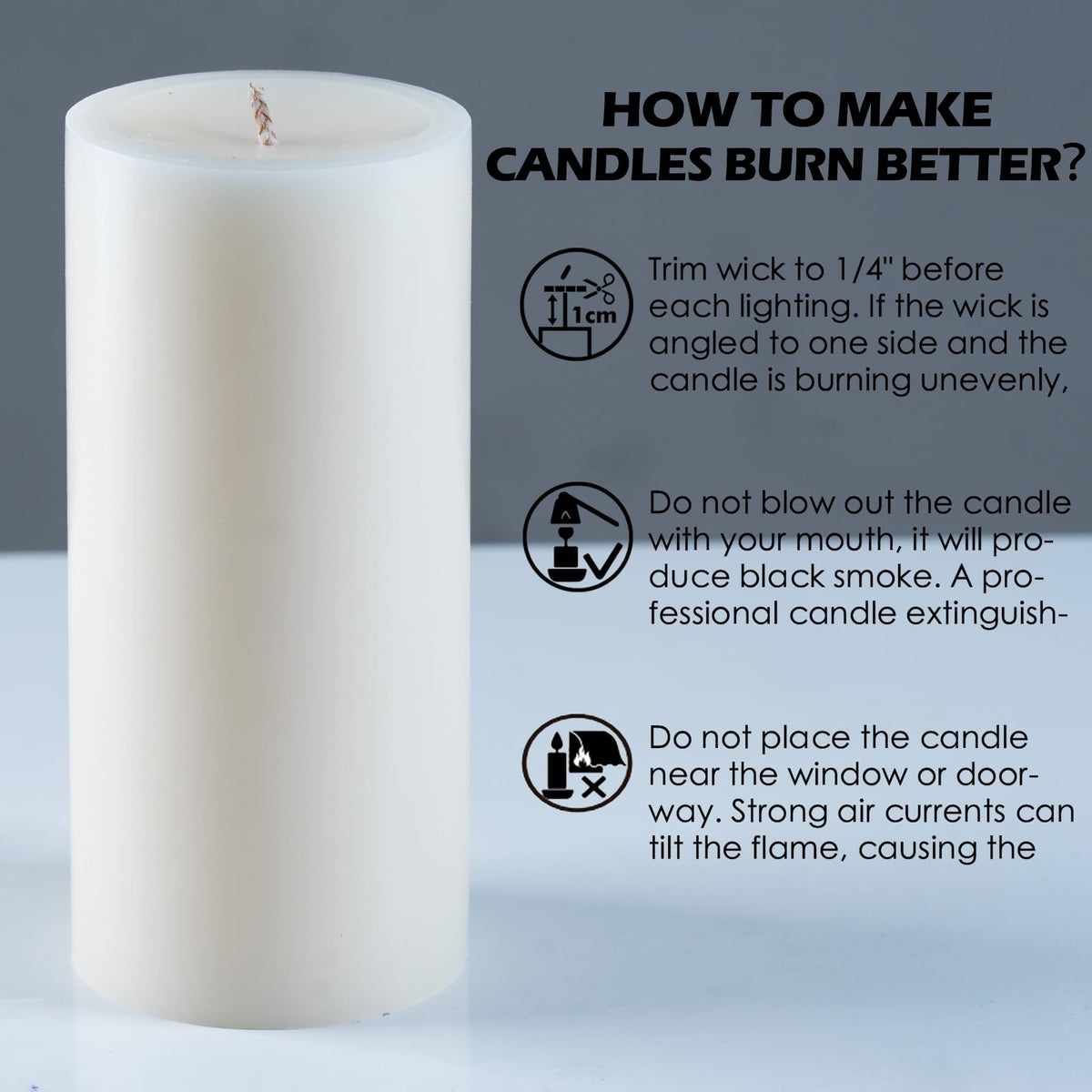 Unscented Ivory Pillar Candles Set of 6-2.8x4 inch - Dripless and Smokeless Large Pillar Candles, 50-Hours Long Burning Time Paraffin Candle for Dinner Table, Christmas and Home Decor