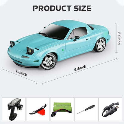 1/18 RC Drift Car LD1804 Mini Mazda MX-5 Remote Control High Speed Drifting Car RTF 2.4GHz RWD Miata RC Vehicles with Gyro LED Lights for Toy Gifts