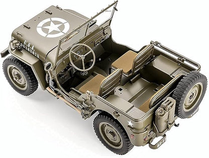FMS Rochobby RC Car 112 1941 MB Scaler Willys Jeep Remote Control Crawler Military Truck 4x4 Offroad Vehicle with Transmitter Battery and Charger Small RC12001RTR Hunter Green